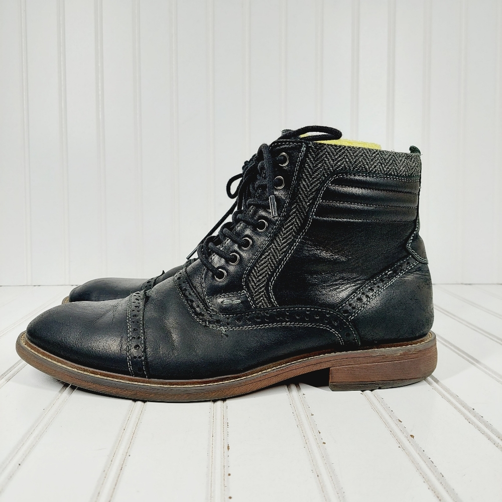 Steve Madden Trentin Leather  Zipper Lace Up Ankle Boots A 780
